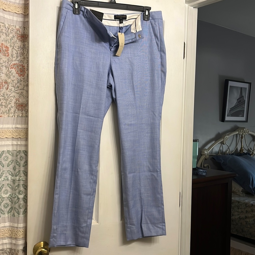 Banana republic, size 14, blue and white dress pants.